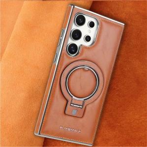 Luxury Business Leather Magnetic Ring Holder Phone Case For Samsung Galaxy S25 Ultra S25Plus S24 S23 Magsafe Wireless Charging