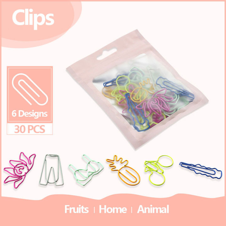 30pcs/pack Paper Clip Set Cute Paper Clips Colorful Shaped Paper Clips