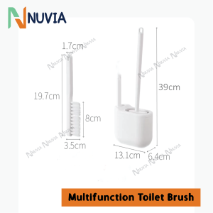 Nuvia Multifunction Multi-functional Toilet Brush Wall Mounted Toilet Brush and Holder White Toilet Cleaner Brush Deep Cleaning Bathroom Set