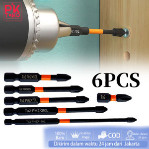 6pcs Impact Drills Obeng Berperingkat Dampak Kekerasan Tinggi Cross Screwdriver Woodworking Alat
