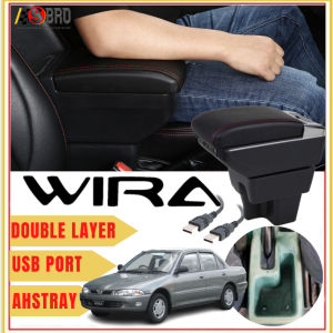 PROTON WIRA Armrest Double Layer Adjustable With 7 USB Charging Port Car Storage
