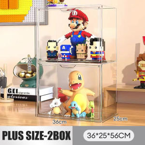 MISN Stackable Magnetic Acrylic Toy Display Case with Transparent Lid - Dustproof & Stackable Storage Organizer