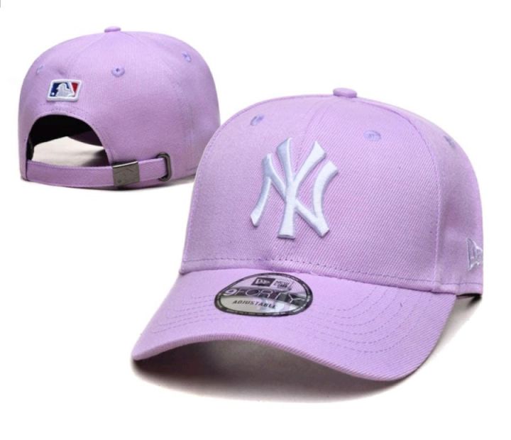 Topi NE NY New York Yankees Ungu Lilac Baseball Caps Logo Bordir