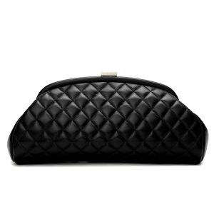 HOPE ROZA Women Leather Clutch Purse Genuine Luxury Red Clutch with Quilted Design and Chain Strap