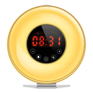 Popular Sunrise and Sunset Wake-Up Table Lamp Alarm Clock led Colorful ambient light with automatic wake-up music function Belt FM Radio