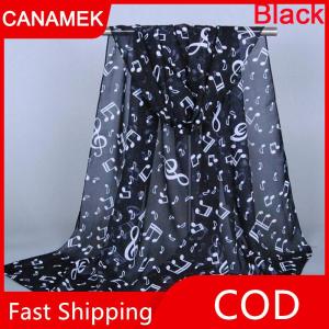 【CANAMEK】 Khăn quàng cổ thời trang nữ Khăn quàng cổ vô cực bằng voan mềm in nốt nhạc cho nữ mới