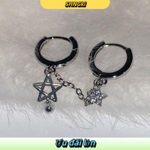 SHNGki 1pcs bạc màu sao chuỗi đôi tai lỗ tai xương móng tay Y2K thời trang hottie Bông tai cho phụ nữ đồ trang sức