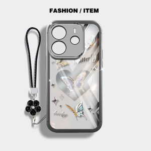 VRQR INS Phone Case For Redmi Note 14 Note 14S 4G 5G Love Rose Butterfly Fresh Casing