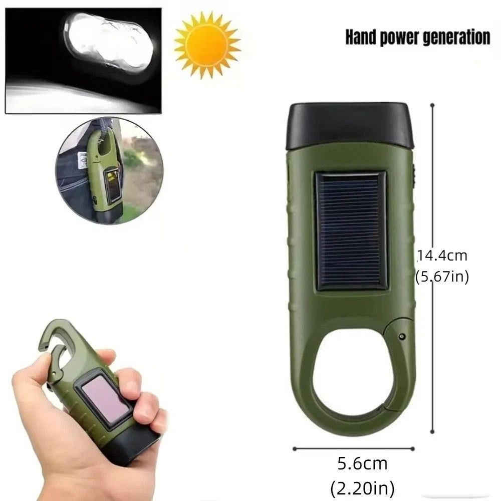 Hand Crank Solar Led Torch Flashlight Rechargeable For Camping_voghion.com