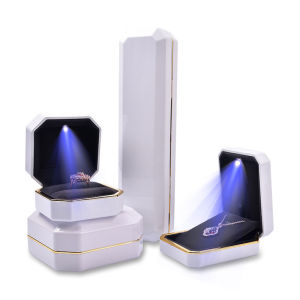 Ly eagle High grade octagonal ring box LED light jewelry storage bracelet earrings necklace gift box