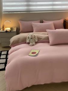 A Maternity-Style Soft Washed Cotton Four-Piece Set Duvet Cover Bed Sheet Single Double Student Dormitory Three-Piece Bedding Set 4LZD