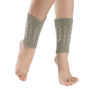 Women Winter Cable Knitted Leg Warmers Socks Solid Color Twist Braided Crochet Pattern Short Boot Cuffs Cover Toppers