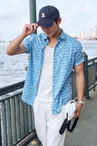 Áo sơ mi nam Dugarco ngắn tay in họa tiết độc đáo chất liệu cao cấp 258SMS21075