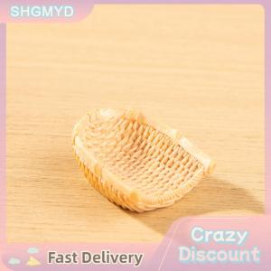 SHGMYD ตะกร้าไม้ไผ่จำลองบ้านตุ๊กตา1 12เก้าอี้ที่ตักขยะบ้านตุ๊กตาขนาดเล็กตกแต่งเฟอร์นิเจอร์อุปกรณ์ตกแต่งบ้านตุ๊กตา