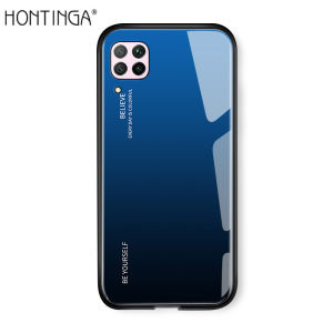 Hontinga For Huawei Nova 7I Case Luxury Aurora Rainbow Casing Gradient Series Phone Case Shockproof Tempered Glass Back Cover