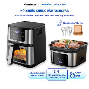 Nồi Chiên Không Dầu Và Nướng BBQ 2 Trong 1 Thiết Bị Bảo Hành 3 Năm Chính Hãng Famistar