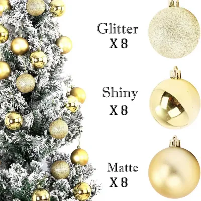24PCS Christmas Tree Balls 3 Styles XMAS Ornaments 3/4/6/8cm Shatterproof Hanging Balls Big Size