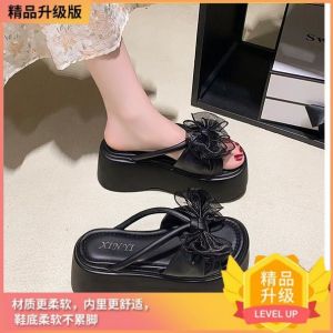 [Free Shipping] 2026 Summer New Arrival: Unique Bowknot Thick-Soled Sandals For Going Out Sweet And Fashionable Paired With Skirts WomenS Slide Sandals
