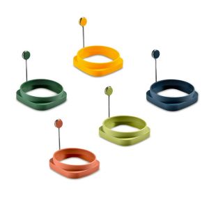 TEENI Nấu ăn Nhà bếp Có thể đảo ngược Không dính Tròn/Vuông Với Xử Lý Trứng Chiên Khuôn Omelette Khuôn Bánh Shaper Vòng trứng