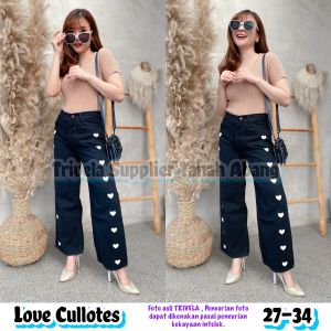 Tolly - Kulot Jeans Love Hitam / Kulot Love Wanita / Black Love Cullotes