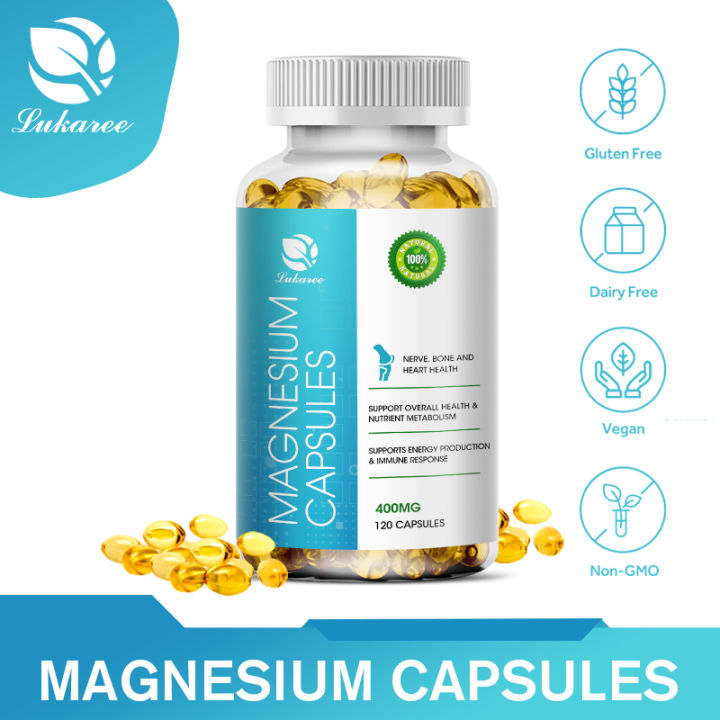 LUKAREE Magnesium Oxide Capsules 500mg for Bone & Heart Health Muscle ...