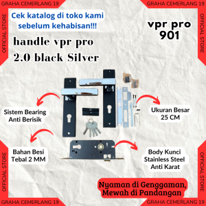 1 SET HANDLE PINTU RUMAH UKURAN BESAR 25 CM / WARNA HITAM / DESIGN MODERN / LENGKAP TINGGAL PASANG