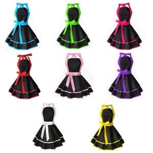 ชุดเดรสผ้ากันเปื้อนจับจีบระบายผ้ากันเปื้อนทำอาหารวินเทจผ้ากันเปื้อนครัวย้อนยุคน่ารักสำหรับคุณแม่ผู้หญิงหญิงสาวของขวัญ