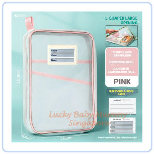 【DAILY ESSENTIAL】 A4 Mesh Document Organiser with L-Shaped Zip - 3 Compartments