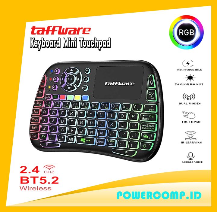 Mini Keyboard Taffware Keyboard Mini Wireless Taffware M9 RGB 7 Warna Backlit + Touchpad + Air ...