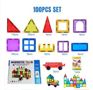 48/88/100/120pcs Magnetic Tiles Building Blocks Kids Toy Magnet Set 3D Building Blocks For Girl Boys Toddler Toys mainan Christmas Gift