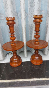 Cặp chân đèn gỗ tràm màu vàng đĩa MDF CAO 50 CM