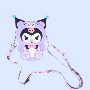Kuromi Silicon Bag Multifunctional Y2K Cartoon Coin Purse Kawaii Zipper Wallets Shoulder Bag girl