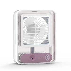 Quạt điều hoà mini để bàn quạt phun sương sạc tích điện trong suốt 3 cấp độ gió dung tích bình 300ml bảo hành 12 tháng