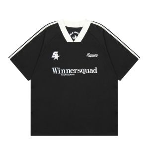 Korean stripe t shirt for men aesthetic oversized shirt vintage clothes casual shirts embroidery top