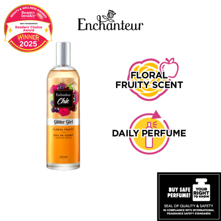 Enchanteur Chic Eau De Scent Glitter Girl 100ml l Floral Fruity I