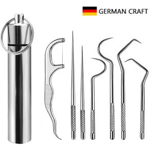 EELHOE Stainless Steel Toothpick Set Tooth Flossing Reusable Toothpicks Portable Toothpick Floss Teeth Cleaner Oral Cleaning