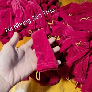 Túi Nhung Đụng Sáo Trúc Màu Đỏ