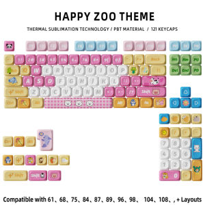 Happy Zoo Theme MOA Profile 121keys PBT Dye Sublimation Keycap set for Mechanical Keyboard