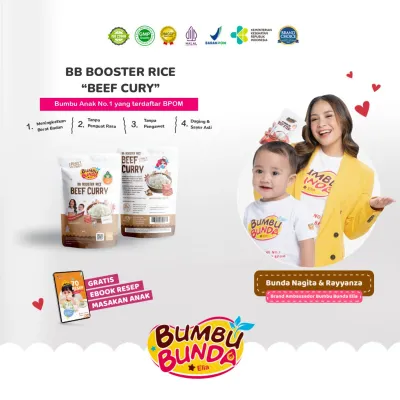 Bumbu Bunda Elia BB Booster Rice Beras BB Booster MPASI Beras Beras Mpasi BB Booster 6 Bulan Beef Chicken Tuna Cheese - 200 gram