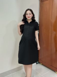 Đầm bầu và sau sinh dáng suông đầm công sở cởi nút cho bé ty dây nơ rời mặc bầu và sau sinh vải lụa mềm mát không nhăn có túi bên sườn