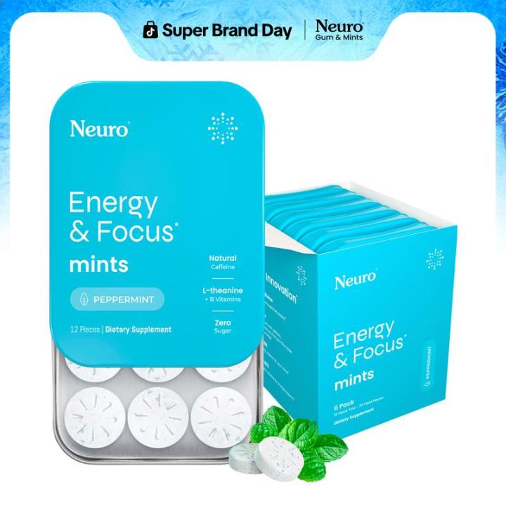 Neuro Energy Caffeine Mints - Sugar-Free Nootropic Mints for Energy ...