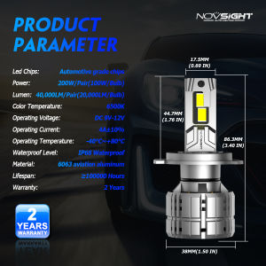2 Bóng Novsight Mới Nhất N60 LED Đèn Pha Ô Tô 9005 9006 9012 H4 H7 H11 Bóng Đèn Pha LED Chùm Cao/Chùm Thấp Đèn Sương Mù 6500K Cực Sáng 200W 40000LM Cắm và Chạy Bảo Hành 1 Năm Miễn Phí Vận Chuyển