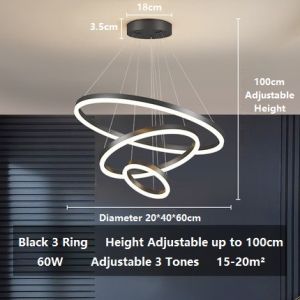 PLH LED Ceiling Hanging Pendant Light with Aluminum Alloy Body 60W Multi Color with Remote Control