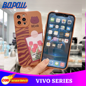 Case Vivo Y21 Y21a Y21e Y21s Y21t Y33s Y33t Y55 5G Y75 5G T1 5G Casing Pro Camera Bear Tulip Chocolate Protection Camera