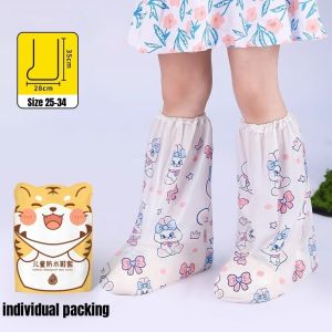 Kids Disposable Shoe Cover Cartoon Waterproof Rain Overshoes Waterproof Tall Tube Sarung Kasut