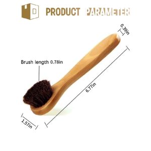 Long Handle Brush Horse Hair Shoe Brush Leather Coat Bag Round Head Solid Wood for Shoe Care