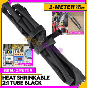 PS 6MM Heat Shrink Tube Black 1 Meter – Durable Electrical Wire Sleeve for Repair & Safety