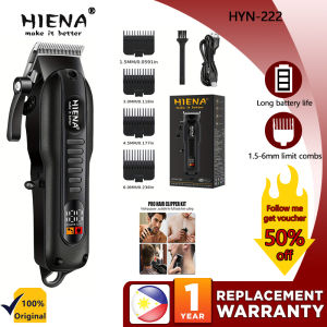 HIENA HYN-222 Professional Cordless Hair Clipper for Men | LED Display Rechargeable Hair Trimmer with Adjustable Lever & 4 Limit Combs