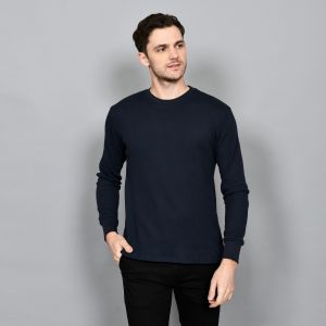 HAF Baju Lengan Panjang Pria Waflle Katun Premium Black is Basic