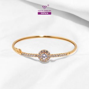 Yaxiya Gelang Bangle Wanita Permata Perhiasan Imitasi Lapis Emas 18K 912